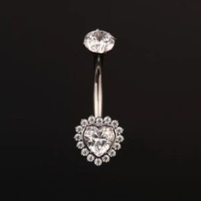 Rupen Kraft Kalp Zirkon Titanyum Göbek Piercing Pırlanta Model Göbek Piercing