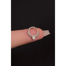 Blisse Piercing Kadın Kilitli Kalp Figürlü Zirkon Taşlı Daith Rook Septum Halka Çelik Piercing