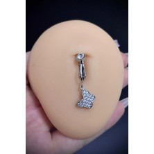 Blisse Piercing Kadın Sallantılı Kelebek Zirkon Taşlı Sıkıştırma Deliksiz Belly Göbek Piercing