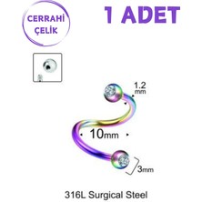 Blisse Piercing Cerrahi Çelik Zirkon Taşlı Tragus Helix Lobe Dudak Kıkırdak Spiral Piercing