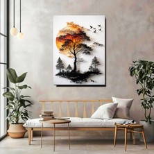 Artprinta Gün Batımı Ağaç Silüeti Kanvas Tablo – Modern Doğa Manzaralı Duvar Dekoru