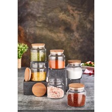 Feyza Design 6'lı Ahşap Kapaklı Cam Kavanoz Seti 500 Ml, Şık ve Kullanışlı Depolama