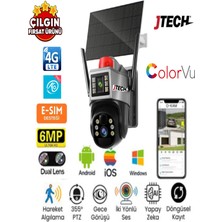 Jtech O-Kam Pro 7015 3mp+3mp 6mp 4g Sim Kartlı Solar Panelli Dijital Zoom 2lens 1ptz Akıllı Kamera