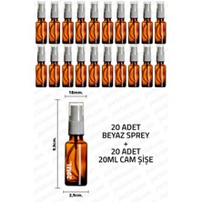 Feyza Design 20ML Amber Cam Sprey Şişe, 20 Adet, Kolonya ve Dezenfektan Için Ideal