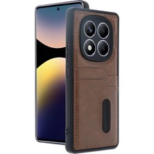 Verto Newface Xiaomi Redmi Note 14 Pro 4g Kılıf Sara Kartvizitli Deri Kılıf - Taba