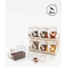 Feyza Design Şık 6'lı Standlı Baharatlık Seti, Pratik ve Estetik Tasarım