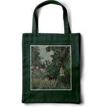 INKD Sanatsal Gabardin Bez Çanta – "the Equatorial Jungle" Henri Rousseau Baskılı Tasarım - 35X40