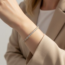 Vaoov Taşlı Su Yolu Gold Kadın Çelik Bileklik