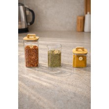 Feyza Design Bambu Conta Kapaklı Kavanoz Set, Şık ve Kullanışlı Baharatlıklar