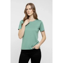 Mç Plus T-Shirt Bisiklet Yaka Slim Fit Likralı Tişört Günlük Basic Body - Mint Yeşili