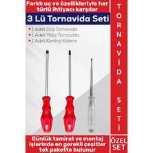 Wintoup #tornavidaseti Dayanıklı Ev Atölye Tamirat Montaj Düz Yıldız Kontrol Kalemi 3 Parça Tornavida Seti