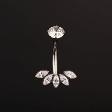 Rupen Kraft Beş Markiz Zirkon Titanyum Göbek Piercing Ultraliğht 10 mm Titanyum Göbek Piercingi