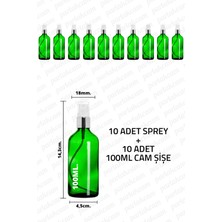 Feyza Design 100ML Yeşil Cam Sprey Şişe 10’lu, Kaliteli Metal Başlık, Kolonya ve Sıvılar