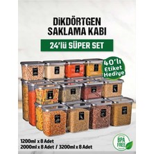 Feyza Design 24’lü Bakliyat Saklama Kabı Seti, 40 Etiketli, Şeffaf ve Pratik Kullanım