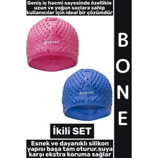 Wintoup #bone Yumuşak Havuz Deniz Yüzme Kulağa Su Kaçırmaz Elastik Silikon Büyük Beden Saç Bonesi Ikili Set