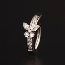 Rupen Kraft Zirkon Taş Kelebek Titanyum Göbek Piercingi Ultraliğht 10 mm Titanyum Göbek Piercingi