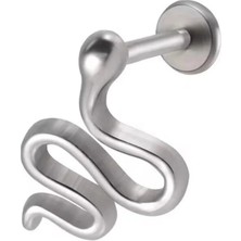 Blisse Piercing Unisex Gümüş Renk Yılan Figürlü Tragus Helix Kıkırdak Çelik Piercing