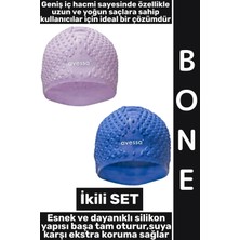 Wintoup #bone Yumuşak Havuz Deniz Yüzme Kulağa Su Kaçırmaz Elastik Silikon Büyük Beden Saç Bonesi Ikili Set