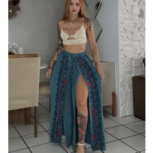 Fibula Bohem Otantik ve Mistik Işlemeli Standart Beden Kapama Şalvar Pamuk Pantolon 36-46 Bedenler Arası Olurbedenlerarasi