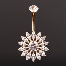 Rupen Kraft %100 G23 Titanyum Markiz Çiçek Zirkon Titanyum Göbek Piercing Ultraliğht 10 mm Göbek Piercingi