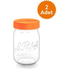 Feyza Design Turuncu Kapaklı Cam Kavanoz 1l, Set Of 2, Şık ve Kullanışlı Tasarım