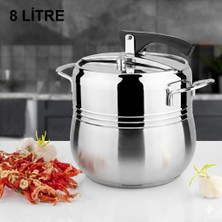 Klasik Düdüklü Tencere - 8 Litre Güveç Model (Paslanmaz Çelik) - Lines