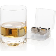 Feyza Design 4'lü Çelik Metal Gold Kaplama Viski Buz Taşı Seti, Şık ve Pratik Sıkıştırıcı