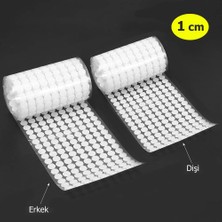 Tint and Treats Yuvarlak Cırt Bant, Çap: 1 Cm, Beyaz, Yapışkanlı, Para Para, Dişi-Erkek Takım, Cırt Cırtlı Bant (100 Adet)