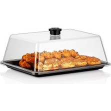 Feyza Design Kırılmaz Pc Fanus ve Tepsi Seti, 200X260 Mm, Kafe ve Restoranlar Için