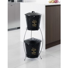 Feyza Design Iki Katlı Ferforje Metal Patates ve Soğan Kovası, Şık ve Dayanıklı Tasarım