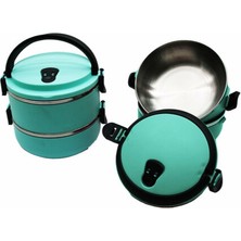 Feyza Design Turkuaz Sefer Tası ve Yemek Termosu Çiftli Seti, Pratik Saklama Kabı