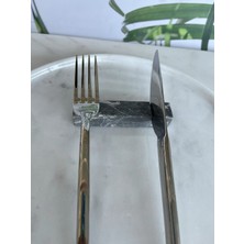 Feyza Design Şık Siyah Mermer Çatal Bıçak Tutucu Seti, 6 Parça, Modern Tasarım