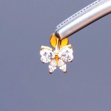 Rupen Kraft %100 G23 Titanyum Zirkon Kalp Taşlı Fiyonk Detay Pırlanta Model Kıkırdak Conch Tragus Piercing