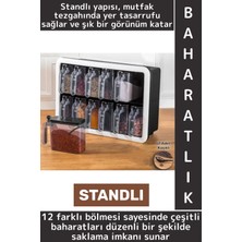 Feyza Design Şeffaf Plastik Baharatlık Seti, Modern ve Şık 12’li Standlı Tasarım