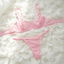 Feenia Pinky Pembe Tül Sütyen Takım