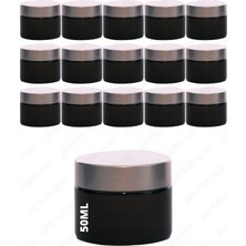 Feyza Design 50ML Mat Gümüş Kapaklı Amber Cam Krem Kavanoz Seti (15 Adet)