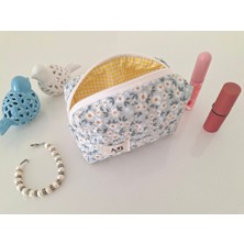 Özgürce Su Yeşili Papatya Desenli Mini Makyaj ve Ped Çantası