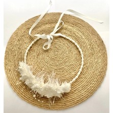 İrembaby Anne Lohusa Seti Beyaz Çiçekli Incili Lohusa Tacı Gelin Tacı Çekim/düğün/kına