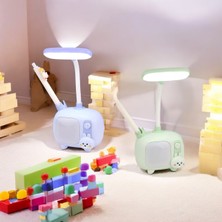 Zeynes Home Sevimli Tv Tavşan Şarjlı Gece Masa Lambası LED Işıklı Aydınlatma Hediyelik YEŞİL