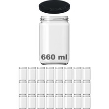 Feyza Design Şeffaf Cam Kavanoz 660 Ml, Konserve Kapaklı, 24 Adet, Dayanıklı ve Şık