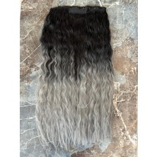 Aura Peruk Siyah Gri Ombreli  Yogun  Dalgalı YARIMAY2YAN Çıtçıt Modelimiz