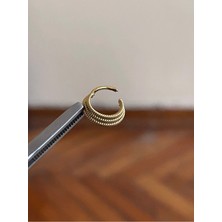 Rupen Kraft 316 L Cerrahi Çelik 3 Sıralı Burgulu Halka Piercing Kilitli Burgu Halka Piercing Çoklu Halka