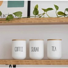 Feyza Design 3’lü 800 ml Cam Kavanoz Seti, Çay Kahve Şeker Saklama Huni Için