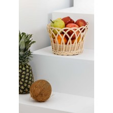 Feyza Design Doğa Dostu Bambu Rattan Çok Amaçlı Meyve Sepeti, Şık ve Hafif Tasarım