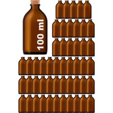 Feyza Design 100 ml Amber Cam Şişe, 50 Adet, Mantar Tıpalı, Kahverengi, Yarımlı Ürün