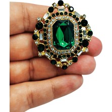 BB Bi Butik Shop Zümrüt Işıltılı Vintage Saray Broşu