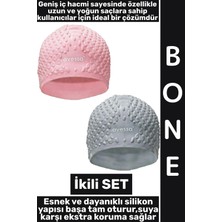 Wintoup #bone Yumuşak Havuz Deniz Yüzme Kulağa Su Kaçırmaz Elastik Silikon Büyük Beden Saç Bonesi Ikili Set