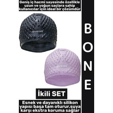 Wintoup #bone Yumuşak Elastik Silikon Havuz Deniz Yüzme Kulağa Su Kaçırmaz Büyük Beden Saç Bonesi Ikili Set