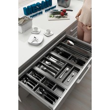 Feyza Design Çekmece Içi Düzenleyici, Kesilebilir, Antrasit, 84X48 Cm, Yanlar ve Boydan