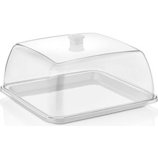 Feyza Design Kırılmaz Pc Fanus ve Tepsi Seti, Kafe, Pastane, Restoranlar Için Servis